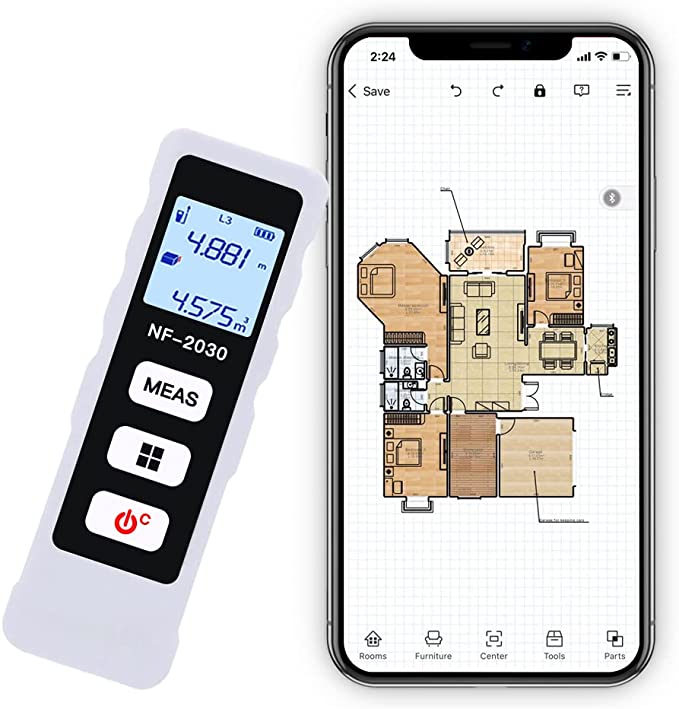 Laser Measurement Tool with App, Portable 95ft Laser Distance Measure, Floor Plan + Sharing Files, Fast Precise Measure,Data Great for Professional & Home